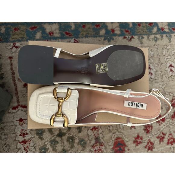 NWT Anthropologie BiBi LOU Cream Leather Dennis Pump Heels Size 41 - Picture 12 of 12